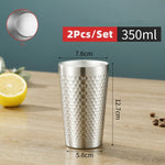 GAMMA 2Pcs Double-Walled Hammered Texture Stainless Steel Mug